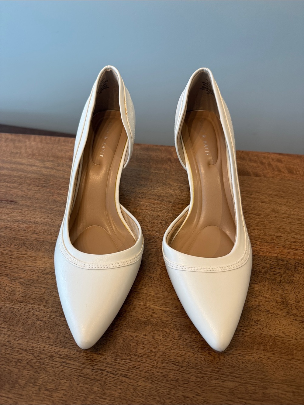 Kelly & Katie White Pointed-Toe D’Orsay Heels